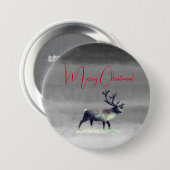 冬のトナカイ、クリスマスめでたい 缶バッジ (正面&裏面)