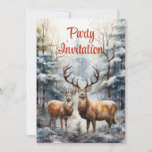 冬のトナカイWonderlandクリスマスパーティー 招待状 (正面)