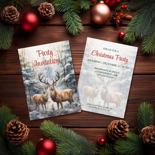 冬のトナカイWonderlandクリスマスパーティー 招待状
