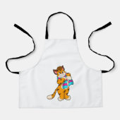 冬のトラとスカーフ エプロン (正面)