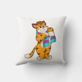 冬のトラとスカーフ クッション (裏面)