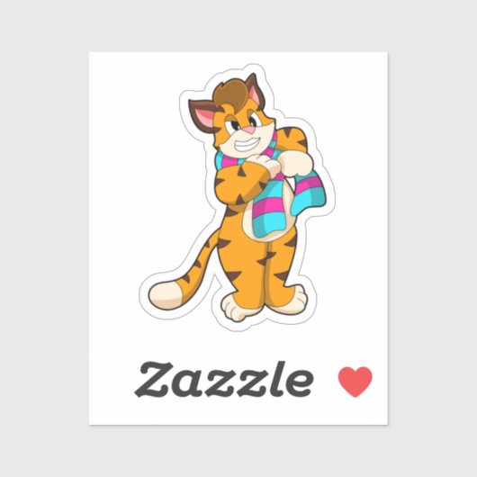 冬のトラとスカーフ シール (シート)