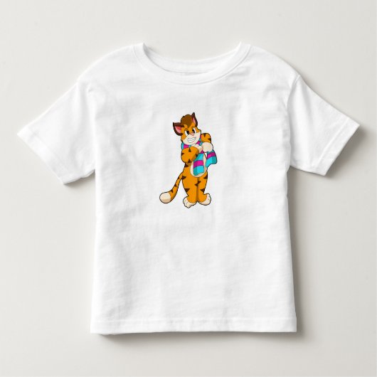 冬のトラとスカーフ トドラーTシャツ (正面)