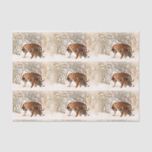 冬のトラのティッシュペーパー 薄葉紙 (正面)