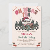 冬のトラックのクリスマスバースデーパーティー 招待状 (正面)