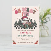 冬のトラックのクリスマスバースデーパーティー 招待状 (スタンド正面)