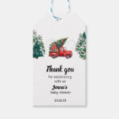 冬のトラックの森ワンダーランド赤ちゃん感謝していシャワー ギフトタグ (正面)