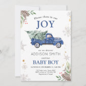 冬のトラック シェア 喜び ベビーシャワー 外は寒い 招待状 (正面)