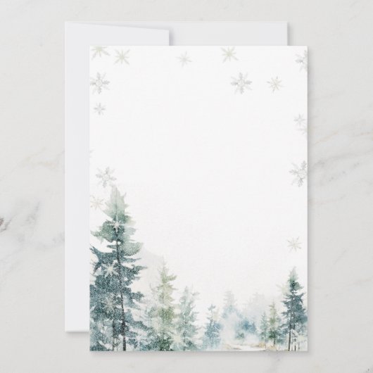 冬のトラックOnederland Forest 1st誕生日 招待状 (裏面)