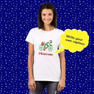 冬のトレーニングカスタムテキスト クリスマス サイクリスト Tシャツ