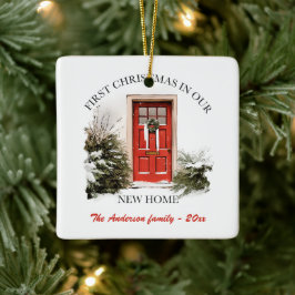 冬のドアシーン新しいホームクリスマス セラミックオーナメント