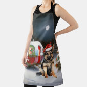 冬のドイツの羊飼いキャラバンクリスマスアドベンチャー エプロン (インサイチュ)