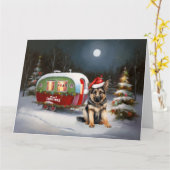 冬のドイツの羊飼いキャラバンクリスマスアドベンチャー カード (黄色い花)