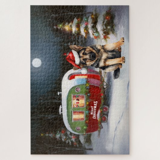 冬のドイツの羊飼いキャラバンクリスマスアドベンチャー ジグソーパズル (縦)