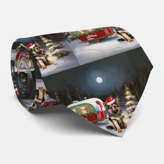 冬のドイツの羊飼いキャラバンクリスマスアドベンチャー ネクタイ (ロール)