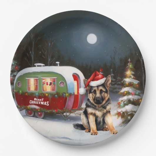 冬のドイツの羊飼いキャラバンクリスマスアドベンチャー ペーパープレート (正面)