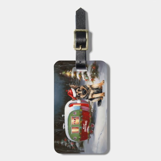 冬のドイツの羊飼いキャラバンクリスマスアドベンチャー ラゲッジタグ (正面縦)