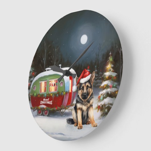 冬のドイツの羊飼いキャラバンクリスマスアドベンチャー ラージ壁時計 (傾斜)