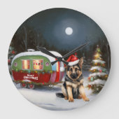 冬のドイツの羊飼いキャラバンクリスマスアドベンチャー ラージ壁時計 (正面)