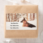 冬のドイツの羊飼い水彩 ラベル (インサイチュ)