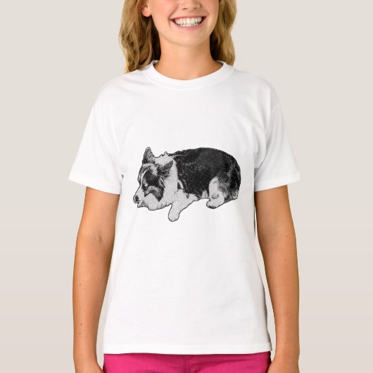 冬のドットが静かで可愛いコーギー Tシャツ (正面)