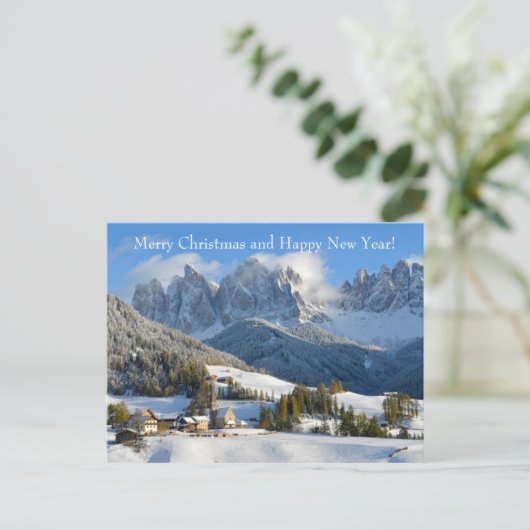 冬のドロマイト村のクリスマスカード シーズンポストカード (スタンド正面)