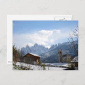 冬のドロミテス教会 ポストカード (正面/裏面)