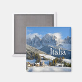 冬のドロミテス村の文字磁石 マグネット (正面/裏面)