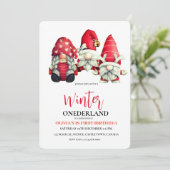 冬のドワーフScandiかわいい誕生日パーティー 招待状 (スタンド正面)