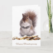 冬のナットの店を持つ感謝祭のリス シーズンカード (正面)