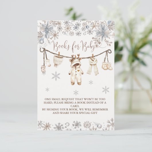 冬のニュートラル衣類赤ちゃんシャワーベビー エンクロージャーカード (スタンド正面)