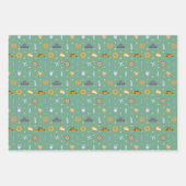 冬のニューヨーク市模様ネイビーピンクグリーン ラッピングペーパーシート (正面3)