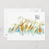 冬のニンジン野菜ガーデン水の色こんにちは ポストカード (正面/裏面)