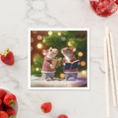 冬のネズミがキャロールナプキンスを歌う スタンダードカクテルナプキン (インサイチュ)