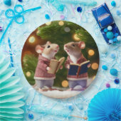 冬のネズミキャロルを歌う紙プレート ペーパープレート (パーティー)