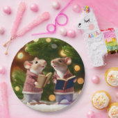 冬のネズミキャロルを歌う紙プレート ペーパープレート (パーティー)