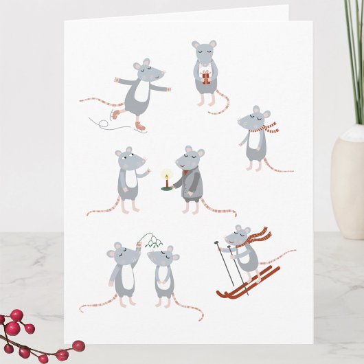 冬のネズミクリスマスホリデー カード