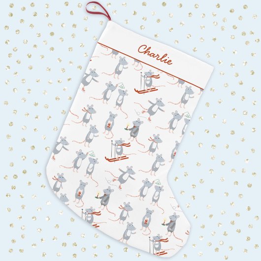 冬のネズミ パーソナライズされた スモールクリスマスストッキング