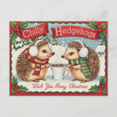 冬のハリネズミのクリスマス ポストカード (正面)