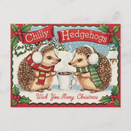 冬のハリネズミのクリスマス ポストカード