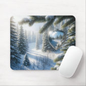 冬のハートクリスマスオーナメント マウスパッド (マウス)