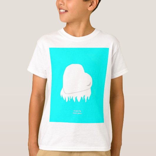 冬のハート少年ホワイトベーシックTシャツ Tシャツ (正面)