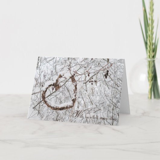 冬のハート悔やみや弔慰 カード (正面)