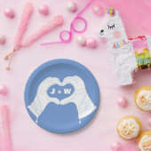 冬のハート手袋の手結婚形 ペーパープレート (パーティー)