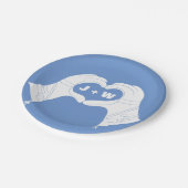 冬のハート手袋の手結婚形 ペーパープレート (アングル)