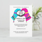 冬のハート手袋の手結婚形 招待状 (スタンド正面)