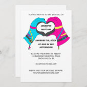 冬のハート手袋の手結婚形 招待状 (正面/裏面)