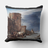 冬のハーレムの街の壁 クッション (正面)