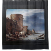 冬のハーレムの街の壁 シャワーカーテン (正面)