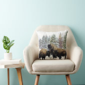 冬のバイソンヘルドスノー化粧枕 クッション (椅子)